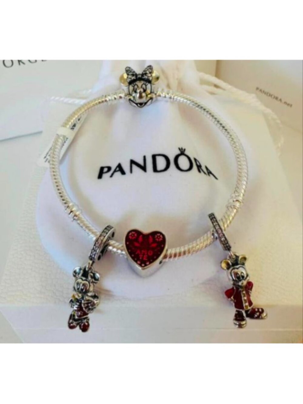 1pcs Pandora Disneyland Mickey Mouse Mickey Mouse Pull through Love Charm